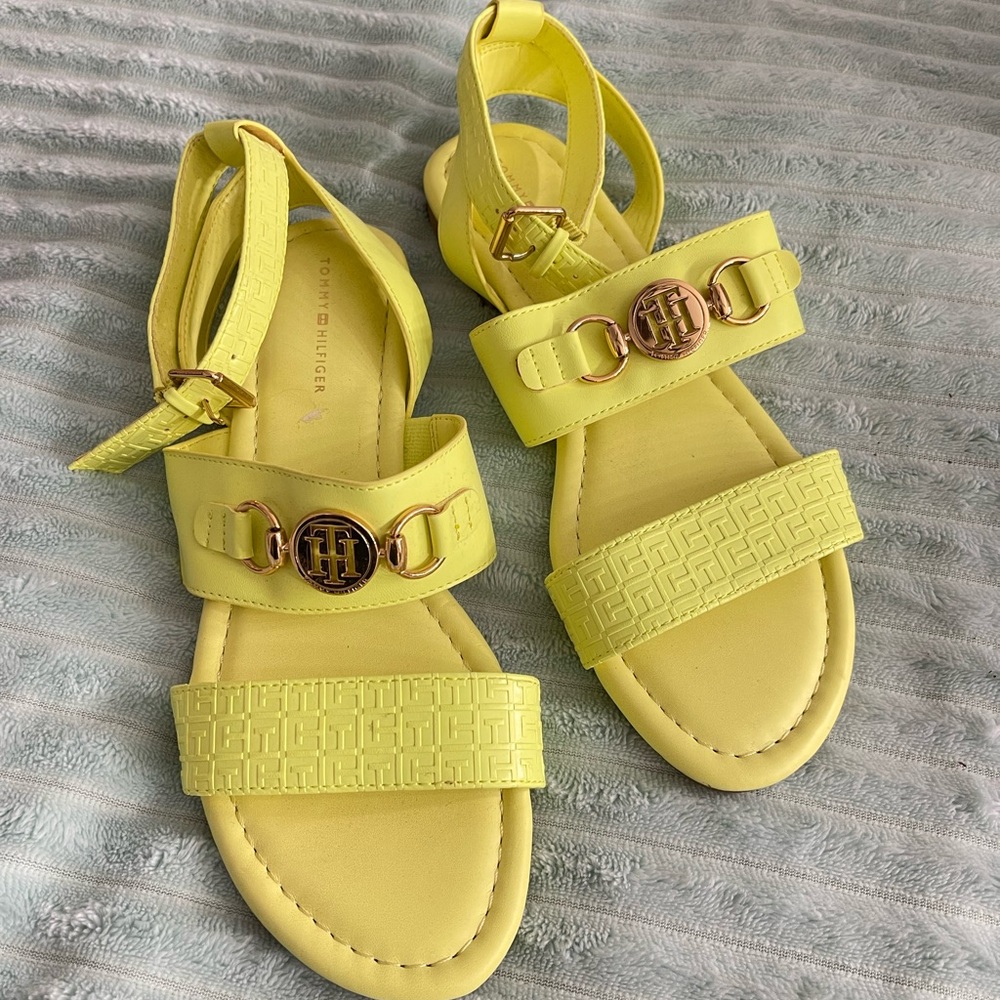 Tommy Hilfiger Yellow Gold Sandals Sporty Velcro